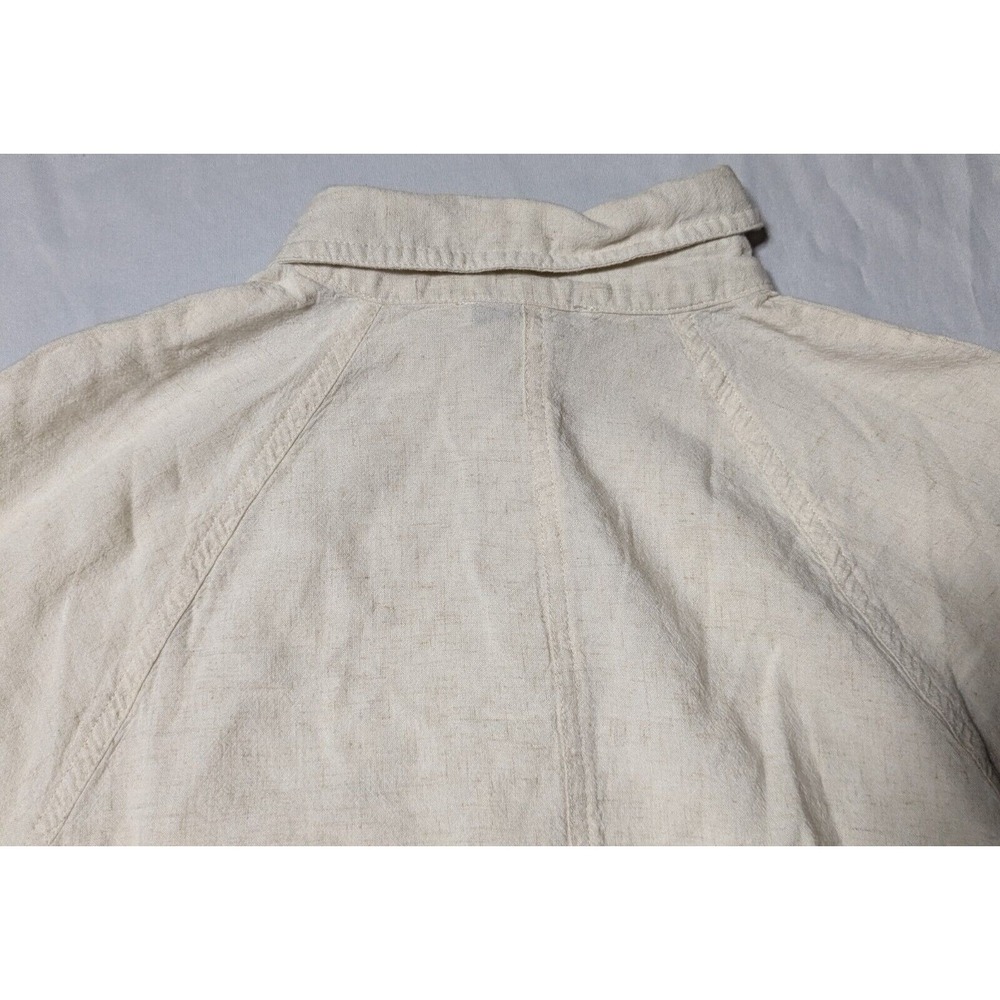 FUN 2 FUN Women Small Beige Rayon Linen Blend Button-Up Shirt - Picture 15 of 16